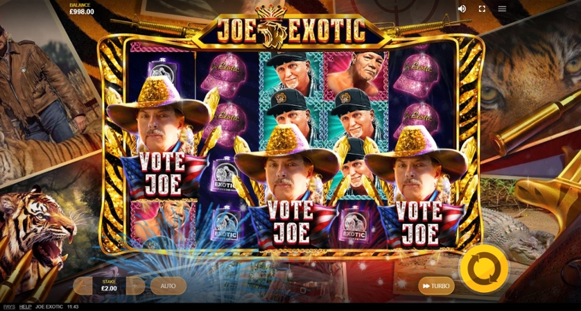 Berubah menjadi penjahat terkenal Joe Exotic di game Slot dengan nama yang sama