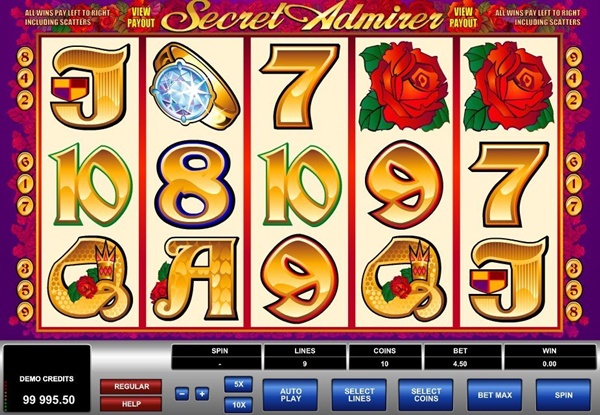 Petunjuk untuk memainkan Secret Admirer: Permainan slot memiliki rasio pembayaran yang besar